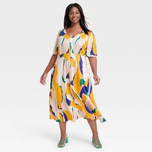 Ava&Viv 3XL Button-Front Shirtdress NWT